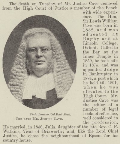 The Late Mr. Justice Cave by English Photographer
