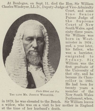 The Late Mr Justice Windeyer by English Photographer