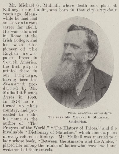 The late Mr Michael G Mulhall, Statistician by English Photographer