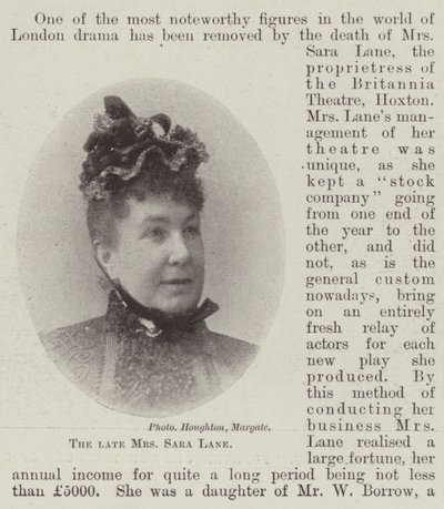The late Mrs Sara Lane by English Photographer