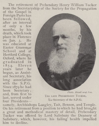 The late Prebendary Tucker, Ex-Secretary of the SPG by English Photographer