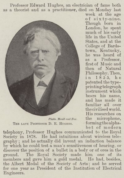 The late Professor D E Hughes by English Photographer