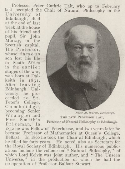 The late Professor Tait, Professor of Natural Philosophy at Edinburgh by English Photographer