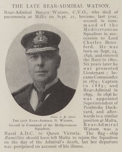 The late Rear-Admiral B Watson, Second in Command of the Mediterranean Squadron by English Photographer