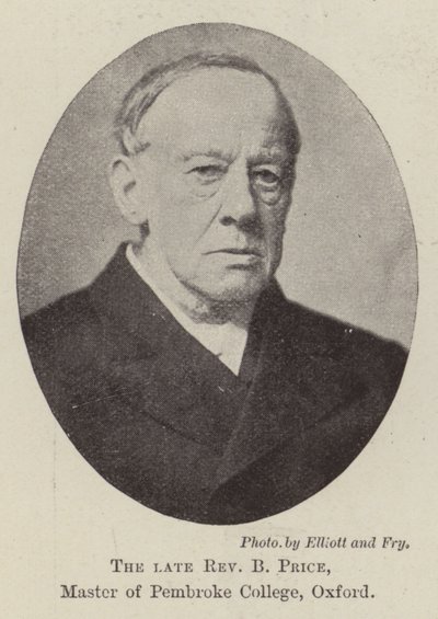 The Late Reverend B Price, Master of Pembroke College, Oxford by English Photographer