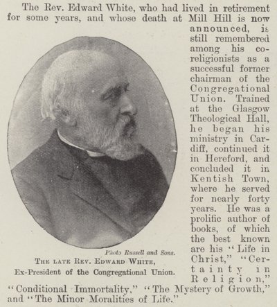 The Late Reverend Edward White, Ex-President of the Congregational Union by English Photographer