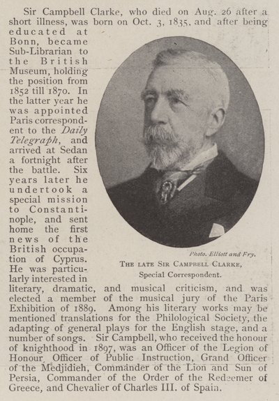 The late Sir Campbell Clarke, Special Correspondent by English Photographer