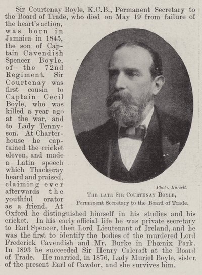 The late Sir Courtenay Boyle, Permanent Secretary to the Board of Trade by English Photographer