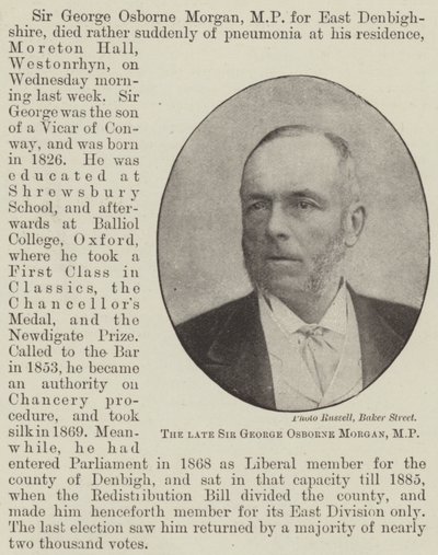 The Late Sir George Osborne Morgan, MP by English Photographer