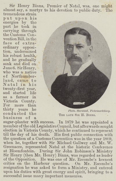The Late Sir H Binns by English Photographer