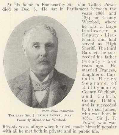 The Late Sir J Talbot Power, Baronet, Formerly Member for Wexford by English Photographer
