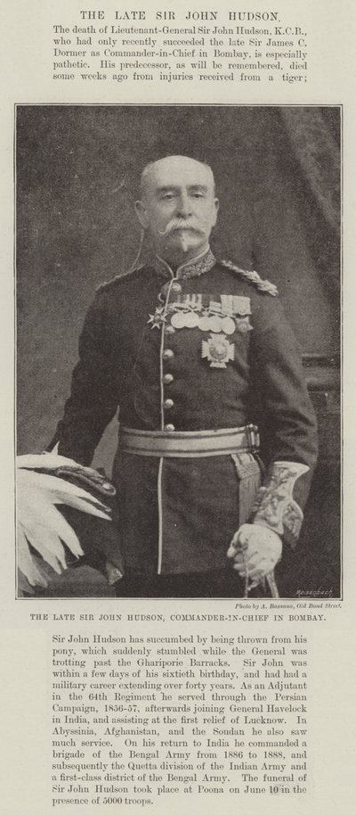 The late Sir John Hudson, Commander-in-Chief in Bombay by English Photographer