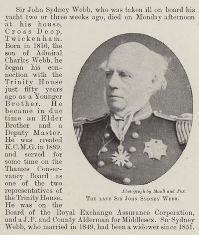 The late Sir John Sydney Webb by English Photographer