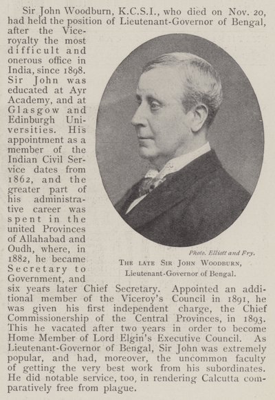 The late Sir John Woodburn, Lieutenant-Governor of Bengal by English Photographer