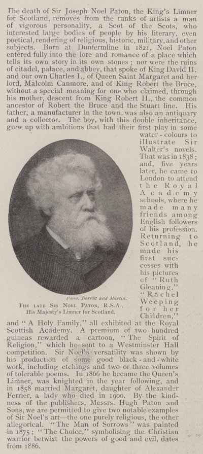 The Late Sir Noel Paton, RSA, His Majesty