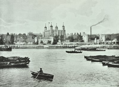 Tower of London: from river, 1895 by English Photographer