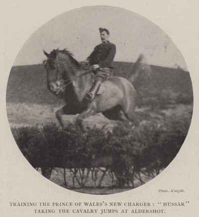 Training the Prince of Waless New Charger, Hussar taking the Cavalry Jumps at Aldershot by English Photographer