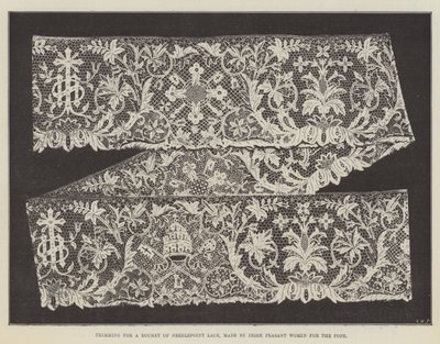 Trimming for a Rochet of Needlepoint Lace, made by Irish Peasant Women for the Pope by English Photographer