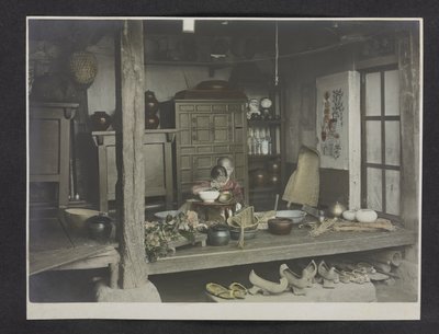 Two Children Eating, Inside a House, Photograph Album of Korea by English Photographer