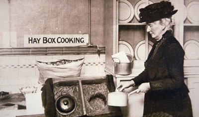 WWI British Home Front: Economy Cooking with a Hay Box by English Photographer