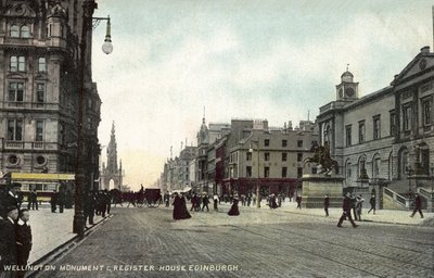 Wellington Memorial and Register House, Edinburgh by English Photographer