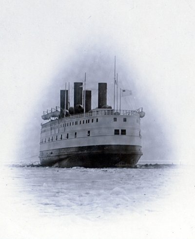 Yard no. 647, Baikal. Showing a Stern Quarter View of the Ice Breaking Train Ferry Steamer Baikal by English Photographer