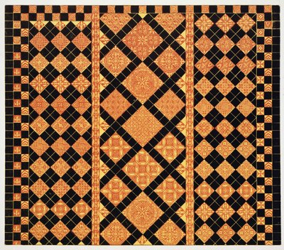 14th century pavement from Worcester Cathedral Choir School, illustration from Specimens of Tile Pavements, Drawn from Existing Authorities, by Henry Shaw, 1858 by English School