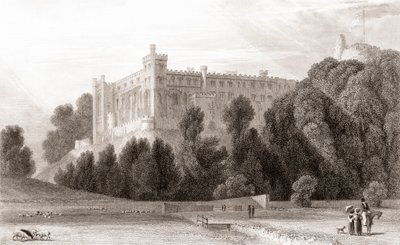 19th century view of Arundel Castle, Arundel, West Sussex, England. From Churton