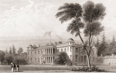 19th Century View of Goodwood House, West Sussex, Southern England. From Churton