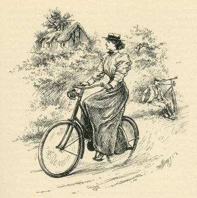 A 19th Century Female Cyclist. From The Strand Magazine Published 1897. by English School