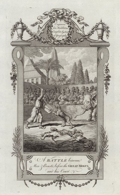 A Battle between Men & Beasts by English School