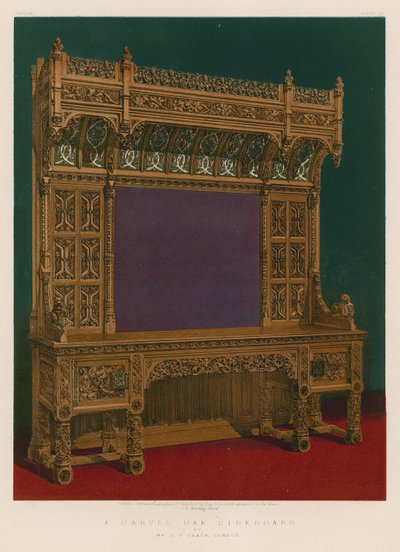 A Carved Oak Sideboard by English School