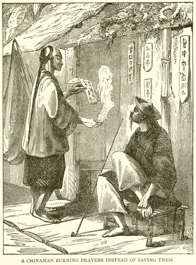 A Chinaman Burning Prayers Instead of Saving Them by English School