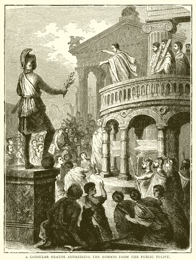 A Consular Orator Addressing the Romans from the Public Pulpit by English School