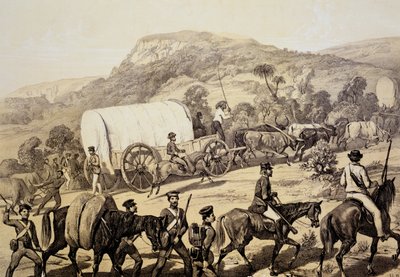 A Convoy of Wagons, from Scenes in Kafirland and Incidents in the Kafir War of 1851-53 by English School