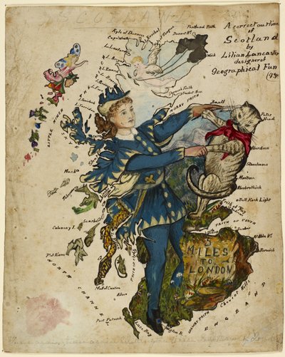 A Correct Outline of Scotland. Represented as Dick Whittington and his cat by English School
