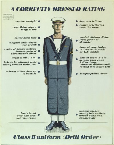 A Correctly Dressed Rating, Class II Uniform (Drill Order), 1957 by English School