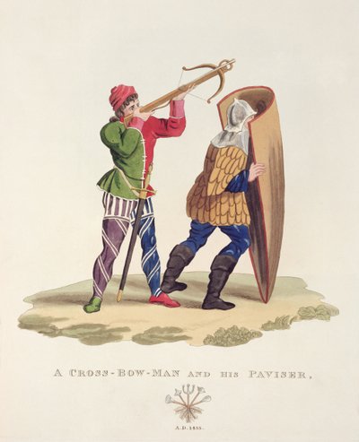 A Cross-bowman and his Paviser, 1433, from Ancient Armour by Samuel Rush Meyrick, 1824 by English School