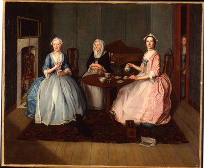 A Family in an Interior Taking Tea, c.1740 by English School