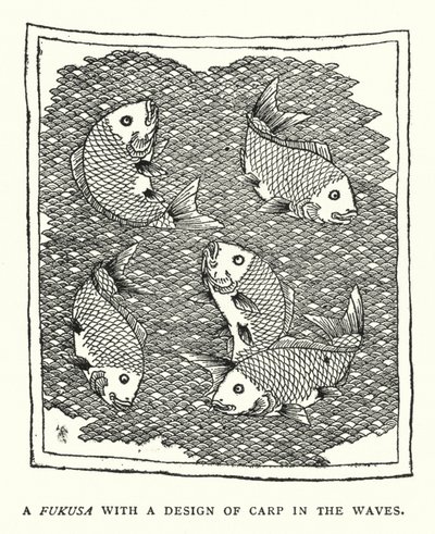 A Fukusa With a Design of Carp in the Waves by English School