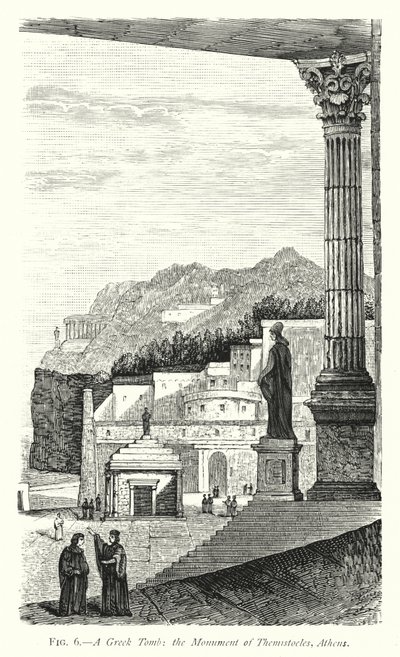 A Greek Tomb, the Monument of Themistocles, Athens by English School