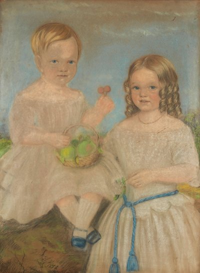 A Group Portrait of Brother and Sister by English School