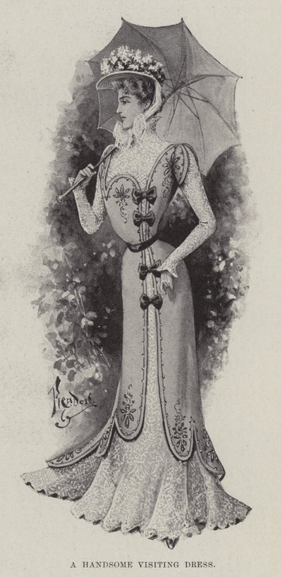 A Handsome Visiting Dress by English School