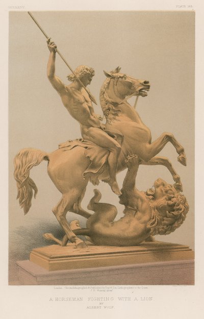 A Horseman Fighting with a Lion by English School