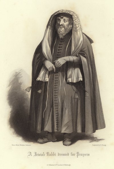 A Jewish Rabbi Dressed for Prayers by English School