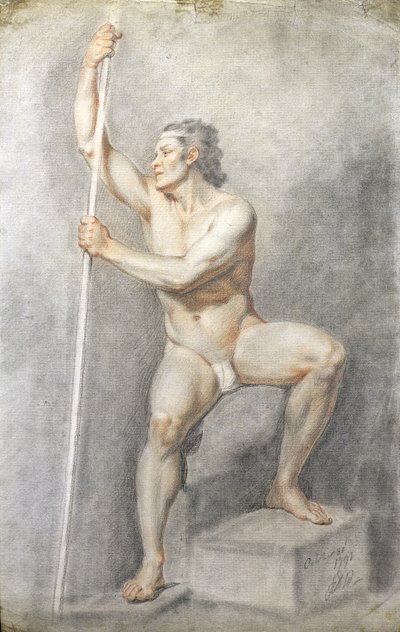A Male Nude Holding a Staff, c.1770 by English School