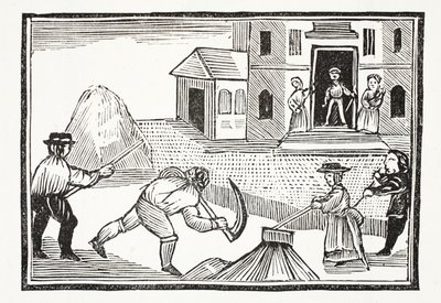 A Man mowing of Grass with a Scyth, which took all before it (illustration) by English School