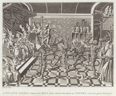 A Masque at Paris, Where the King and Others Dressed as Satyrs Were in Great Danger by English School