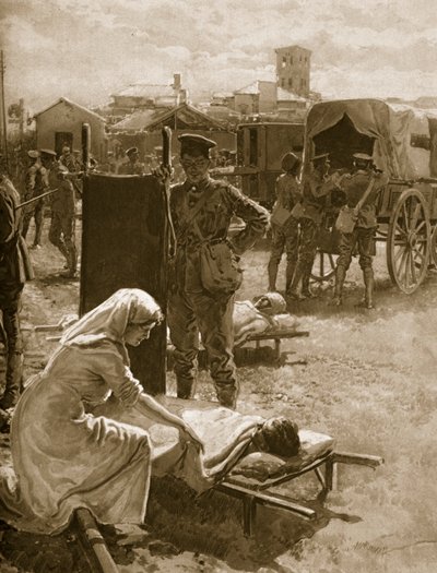 A Medical Station Dealing with Wounded Soldiers, 1914-19 by English School