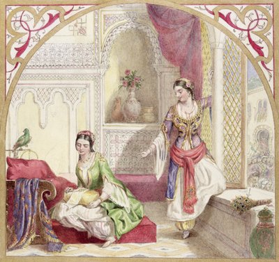 A Moorish Interior with Two Women, c.1840 by English School